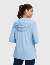 Baleaf Women's Quick-dry Sun-protective Hooded Jacket Kentucky Blue Back