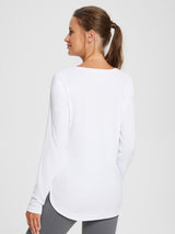 White women's long sleeve outdoor t-shirt with UPF 50+ sun protection. #color_White