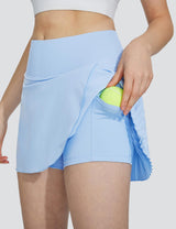 Baleaf Women's High-rise Patchwork Pleated Skirt Kentucky Blue with Pockets