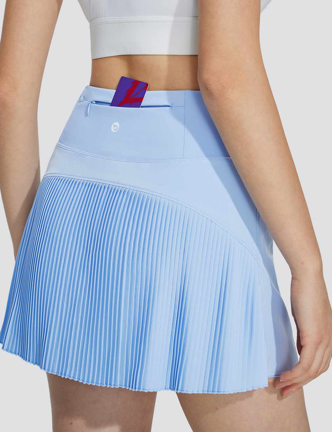 Baleaf Women's High-rise Patchwork Pleated Skirt Kentucky Blue Details