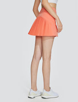 Baleaf Women's High-rise Patchwork Pleated Skirt Burnt Coral Side