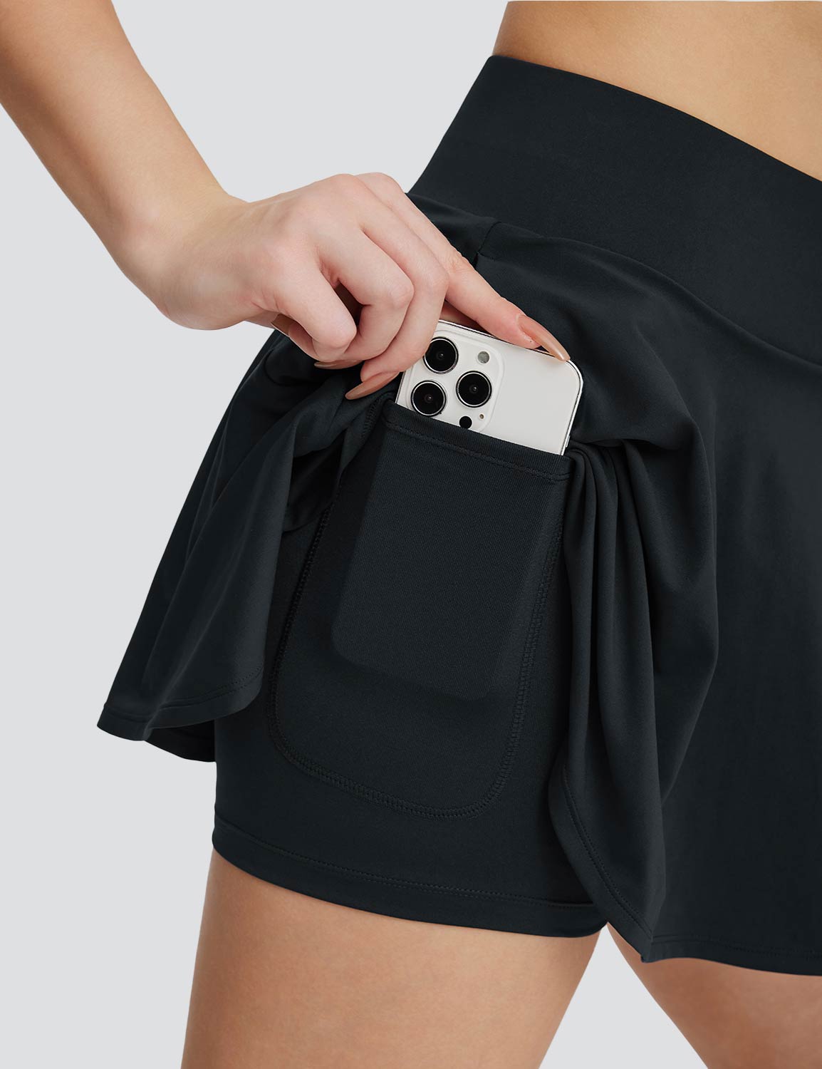 Baleaf Women's High-Rise Pocketed A-Line Skort Anthracite with Pockets
