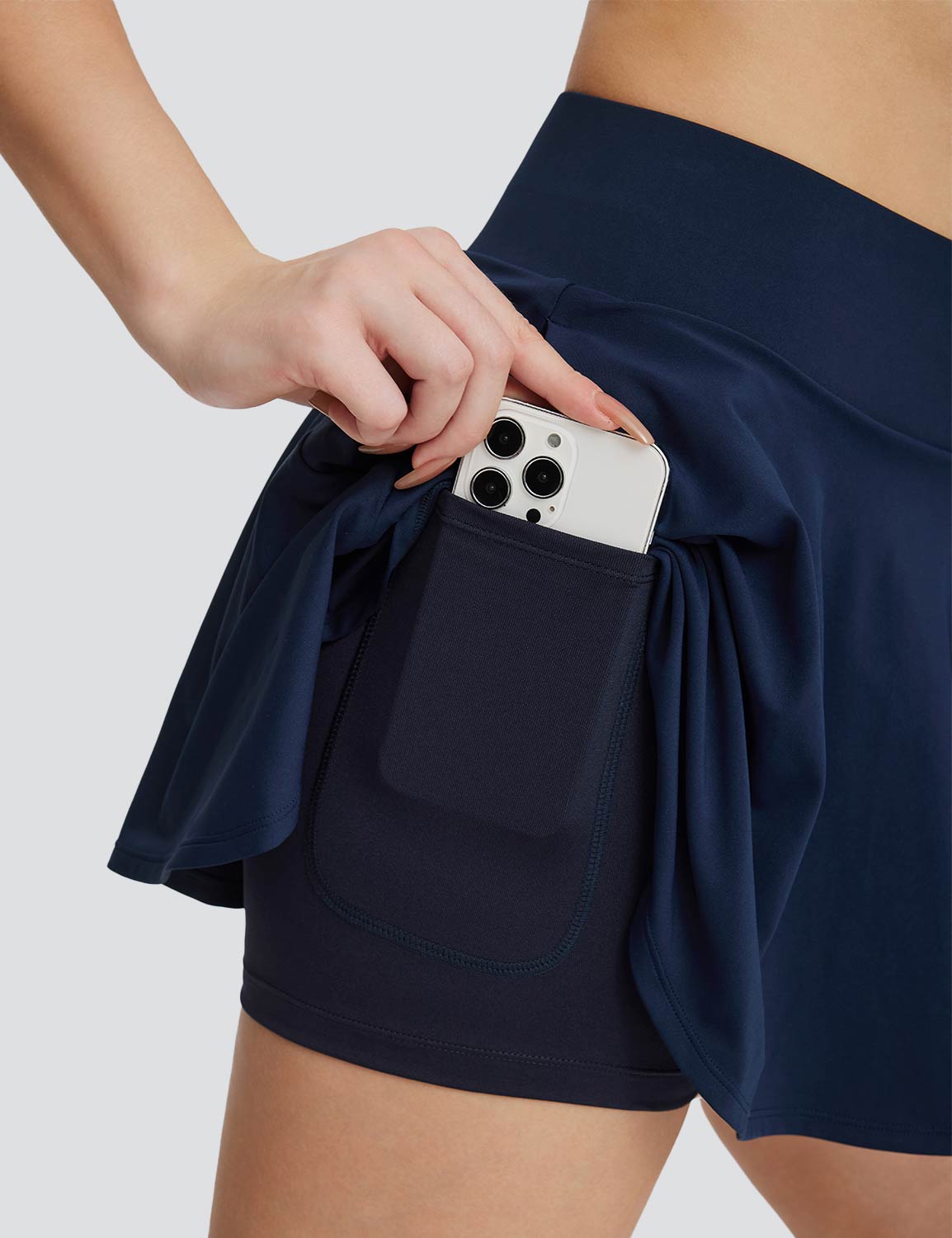 Baleaf Women's High-Rise Pocketed A-Line Skort Dark Sapphire with Pockets