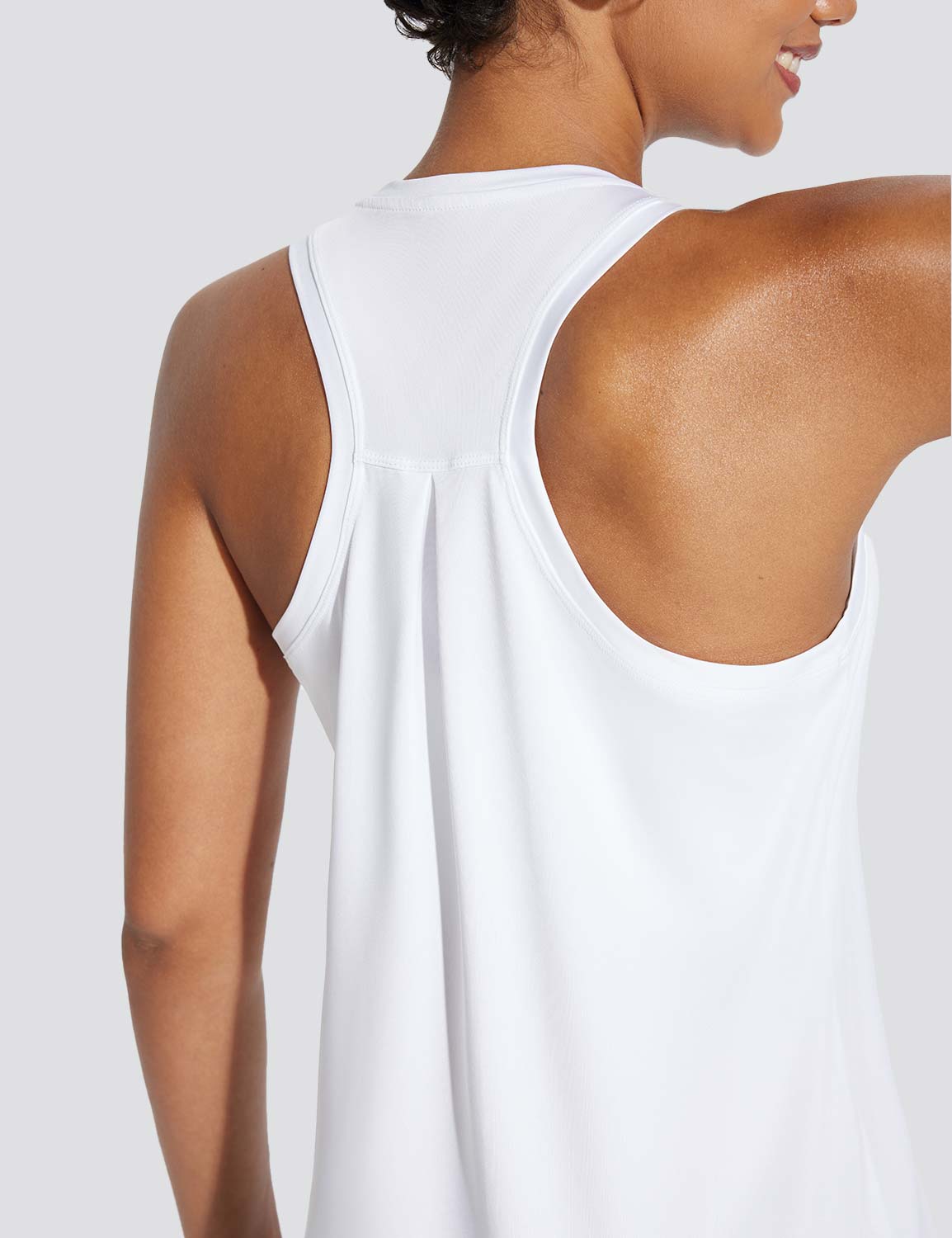 Baleaf Women's Quick-Dry Neck-Length Tank Top Lucent White Back