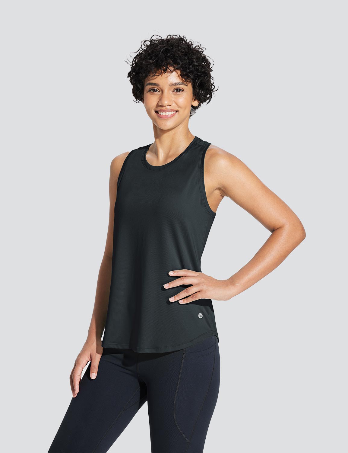 Baleaf Women's Quick-Dry Neck-Length Tank Top Anthracite Side