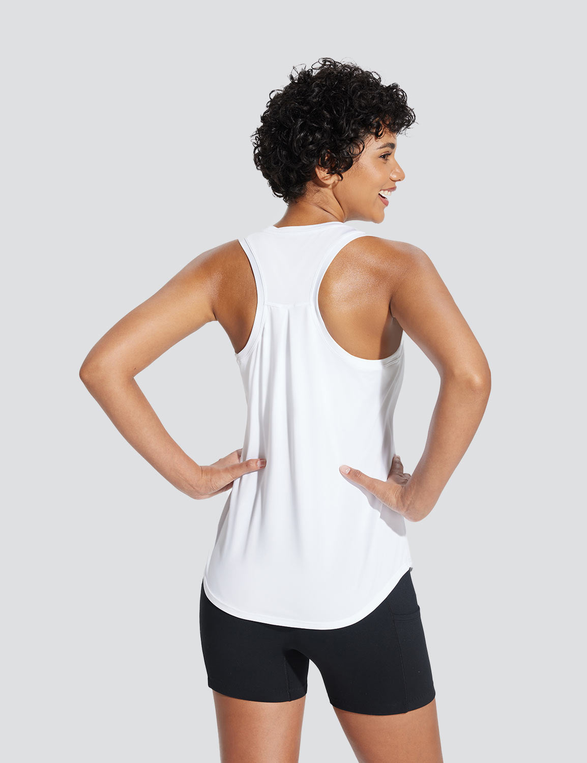 Baleaf Women's Quick-Dry Neck-Length Tank Top Lucent White Back