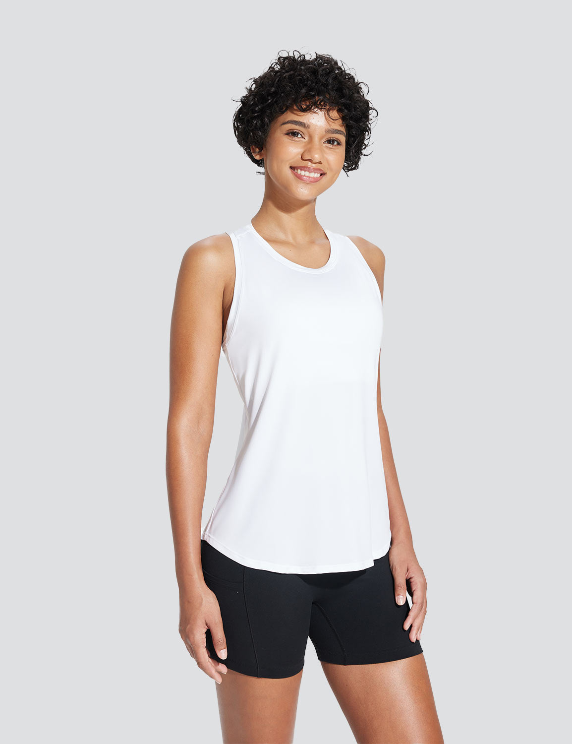 Baleaf Women's Quick-Dry Neck-Length Tank Top Lucent White Side