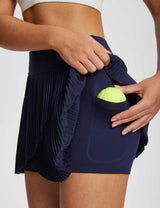Baleaf Women's Soft UPF 50+ Pleated Tennis Skorts Peacoat with Side Ball Pockets