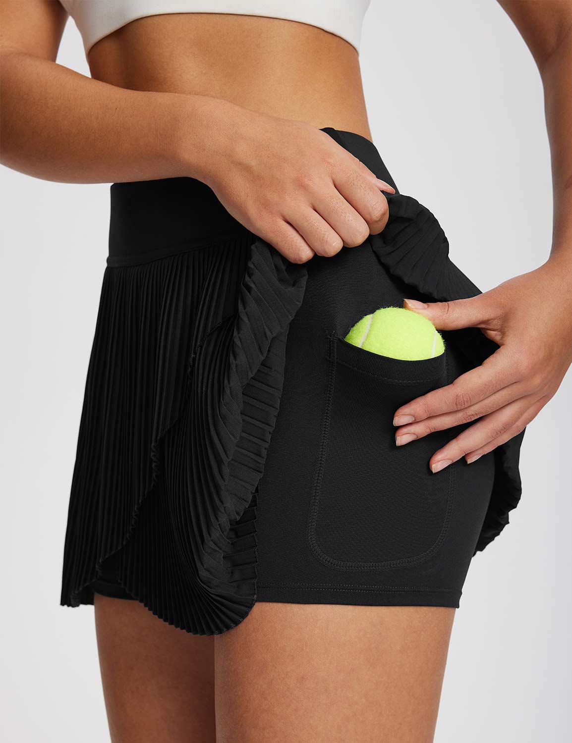 Baleaf Women's Soft UPF 50+ Pleated Tennis Skorts Anthracite with Side Ball Pockets