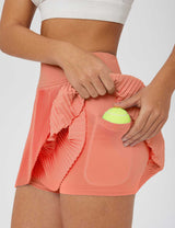 Baleaf Women's Soft UPF 50+ Pleated Tennis Skorts Burnt Coral with Side Ball Pockets