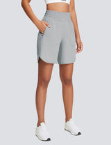Baleaf Women's High Rise Quick Dry Running Shorts Silver Sconce Main