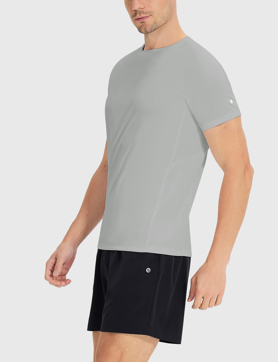 Baleaf Men's Quick Dry UPF 50+ Athletic T-shirts Silver Sconce Side
