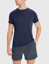 Baleaf Men's Quick Dry UPF 50+ Athletic T-shirts Peacoat Front