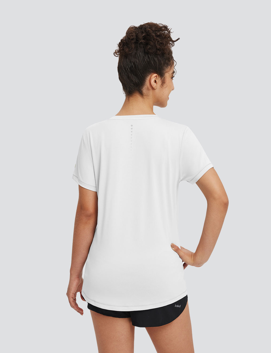 Baleaf Women's UPF 50+ Reflective Crew Neck T-Shirt Lucent White Back