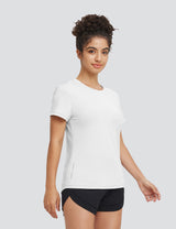 Baleaf Women's UPF 50+ Reflective Crew Neck T-Shirt Lucent White Side