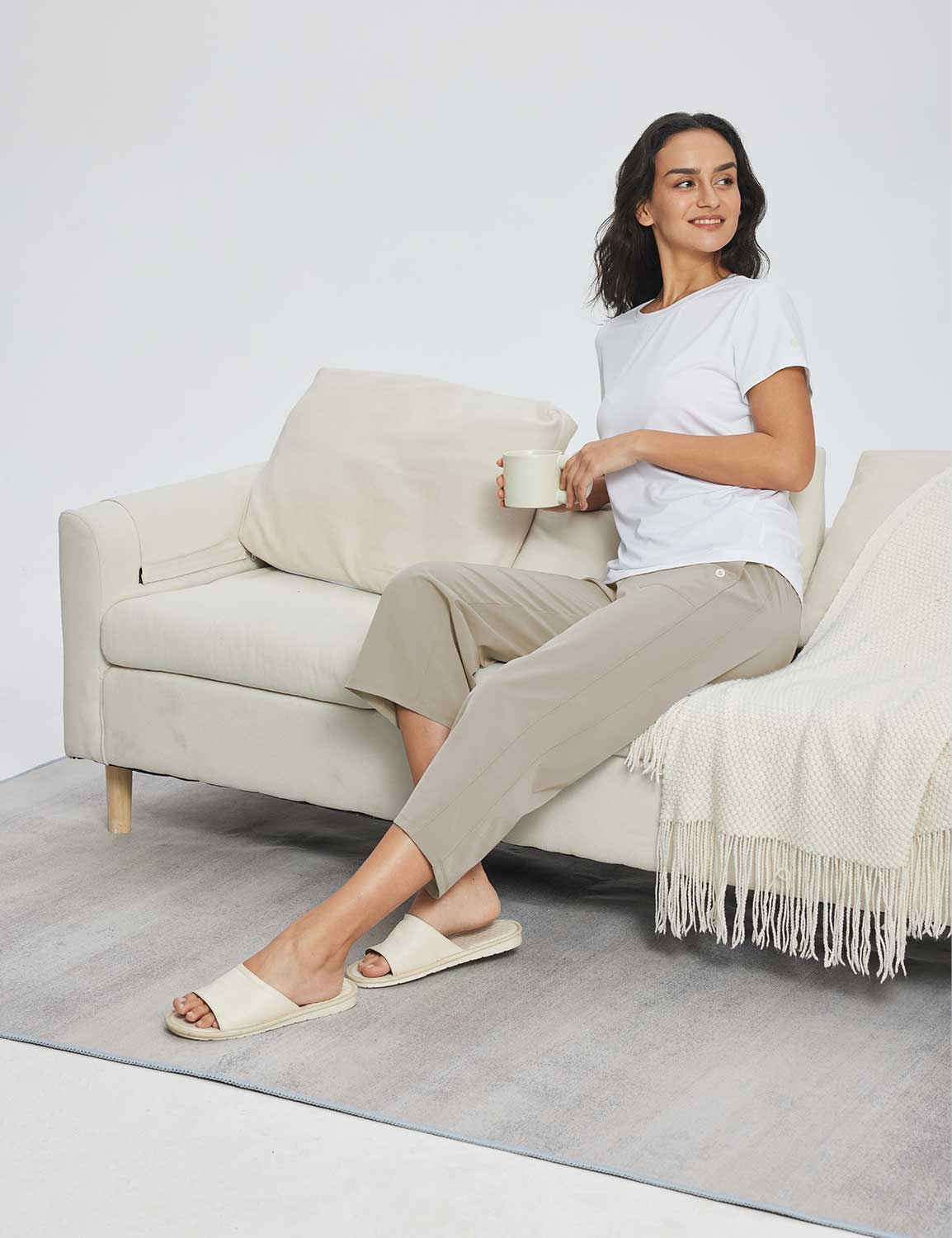 Baleaf Women's High Rise Straight Leg Sweatpants Weathered Teak Full