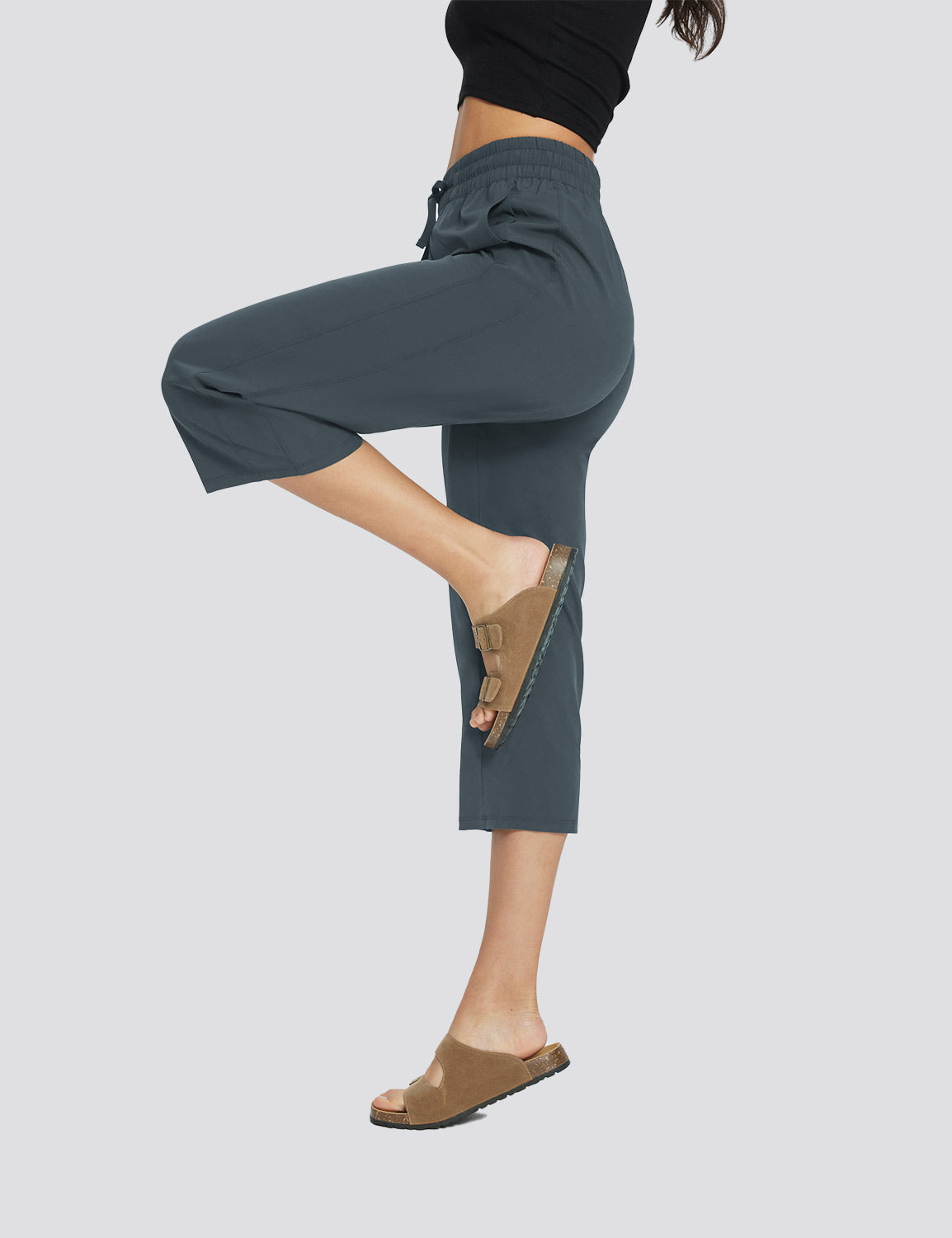 Baleaf Women's High Rise Straight Leg Sweatpants Ebony Side