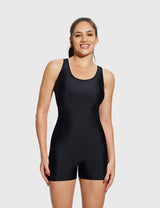 Baleaf Women's Crossback Competitive One-piece Swimsuit Anthracite Main