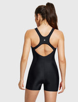 Baleaf Women's Crossback Competitive One-piece Swimsuit Anthracite Back