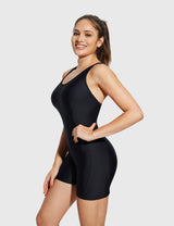 Baleaf Women's Crossback Competitive One-piece Swimsuit Anthracite Side