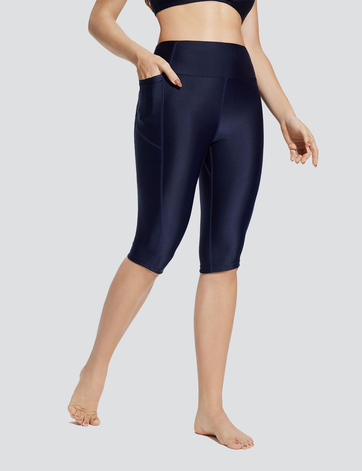 Baleaf Women's Quick-dry High-Rised Swim Trunks Peacoat Side