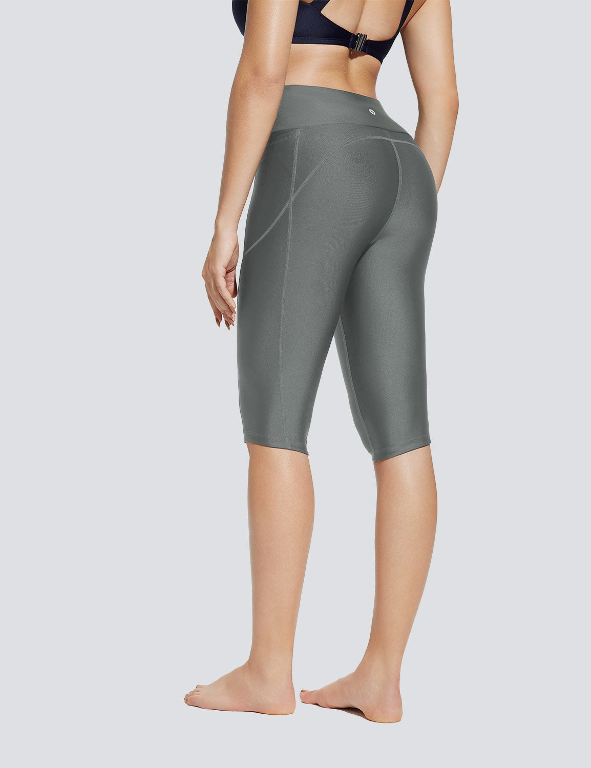 Baleaf Women's Quick-dry High-Rised Swim Trunks Smoked Pearl Back