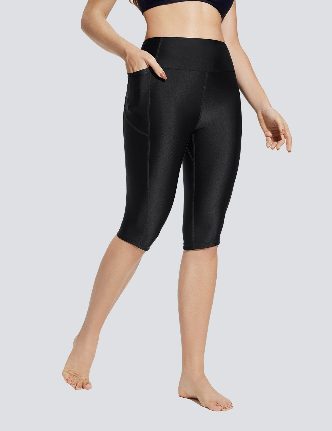 Baleaf Women's Quick-dry High-Rised Swim Trunks Anthracite Side