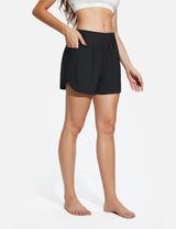 Baleaf Women's High-Rise Stretchy Multi-Pocket Swim Shorts Anthracite Side