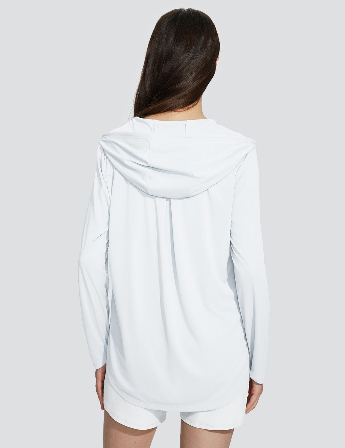 Baleaf Women's UPF 50+ Quick Drying Hooded Jacket Lucent White Back