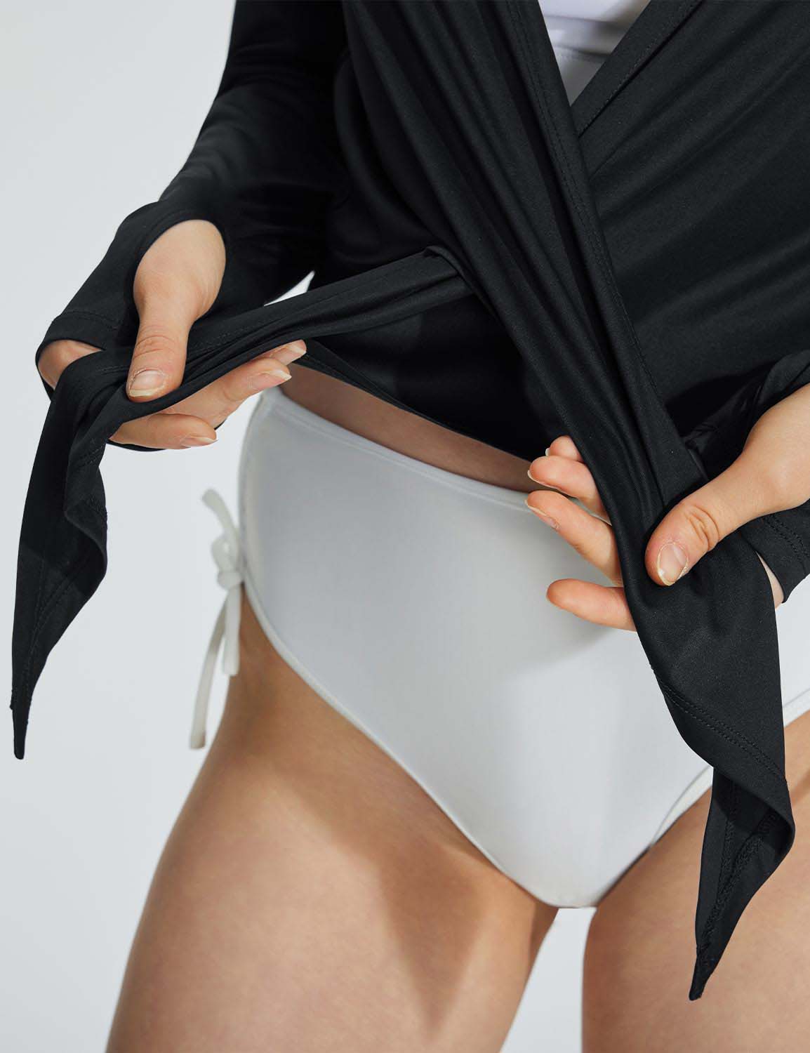 Baleaf Women's UPF 50+ Tie-Up Short Jacket Anthracite Details