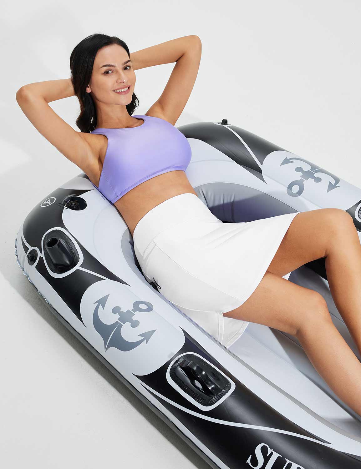 Baleaf Women's High-Rise Tummy Control Straight Swim Skort Lucent White Full