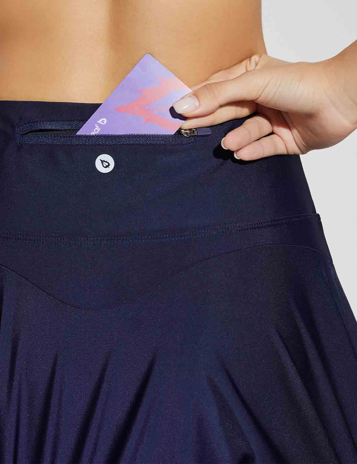 Baleaf Women's UPF 50+ Triangle Lined Swimming Skort Peacoat with Pockets