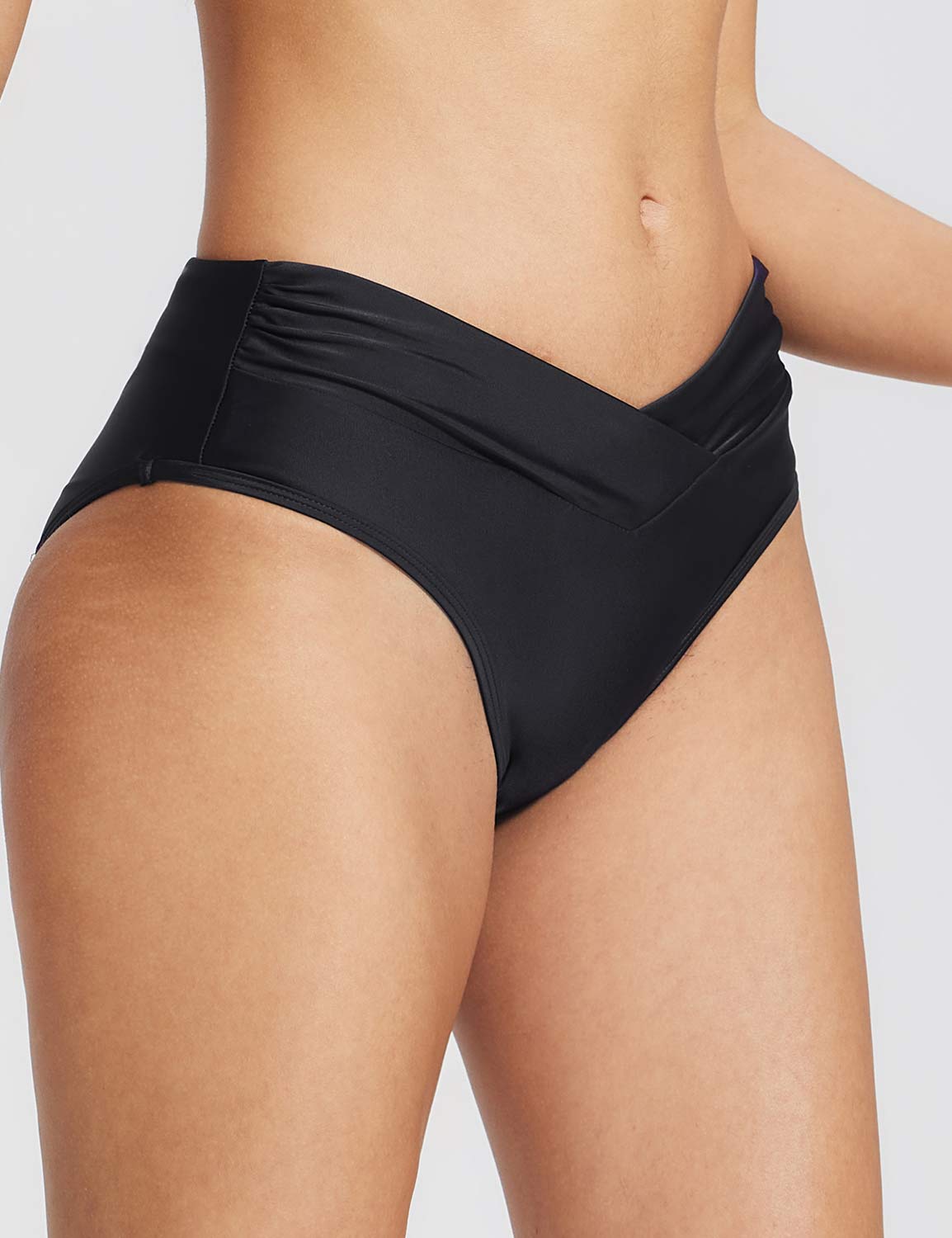 Baleaf Women's Crossover-Rise Triangle Swim Shorts Anthracite Details