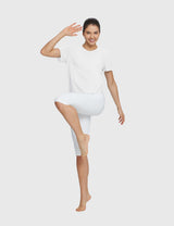 Baleaf Women's Lightweight Soft Split-Hem Short-Sleeve Lucent White Full