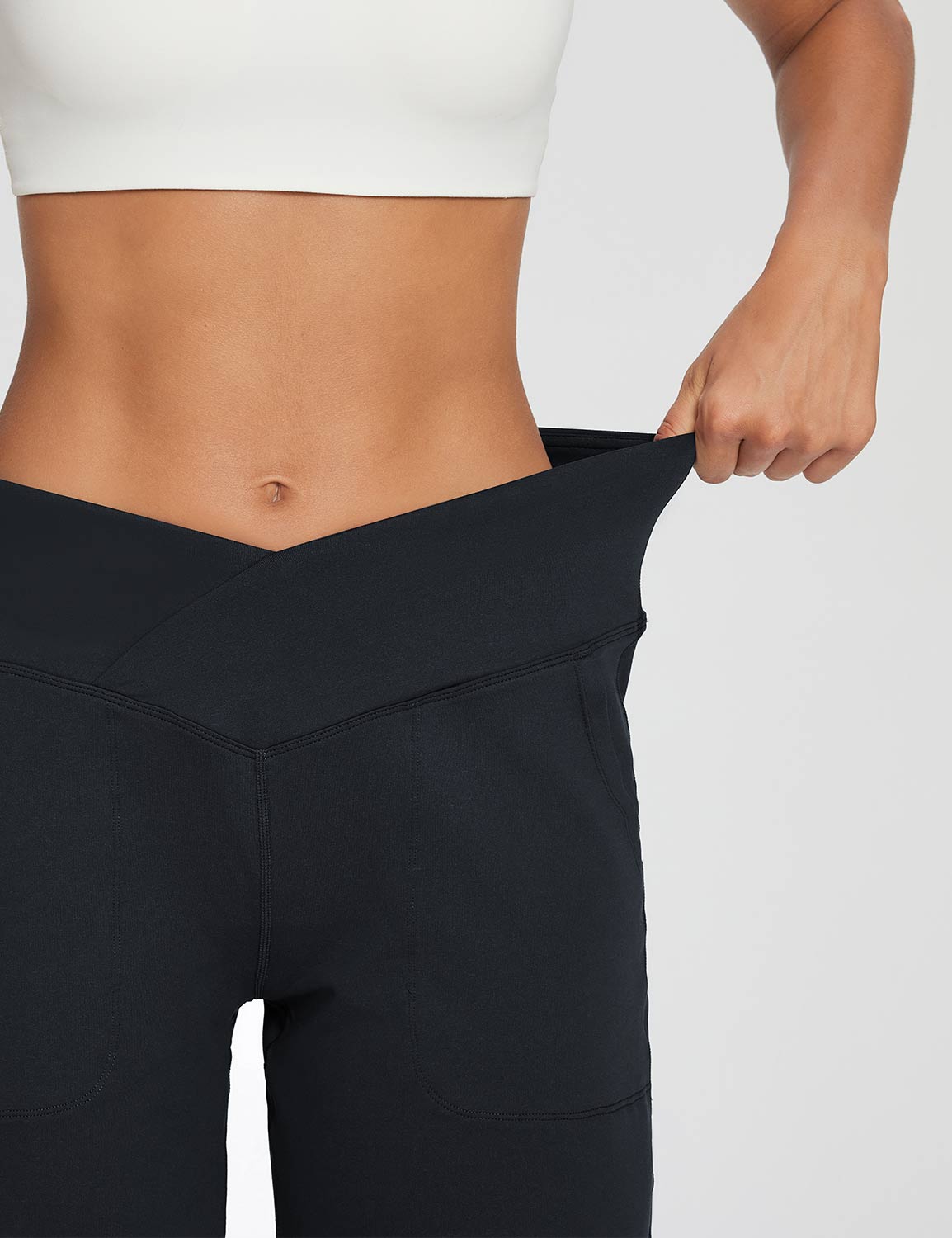 Baleaf Women's Crossover High Rise Wide-leg Pants Anthracite Details