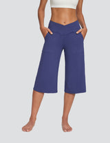 Baleaf Women's Crossover High Rise Wide-leg Pants Estate Blue Front