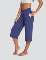 Baleaf Women's Crossover High Rise Wide-leg Pants Estate Blue Side