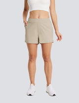 Baleaf Women's UPF 50+ Lightweight Elastic Waist Shorts Doeskin Front
