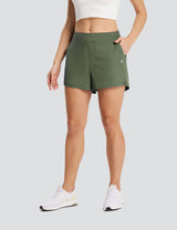 Baleaf Women's UPF 50+ Lightweight Elastic Waist Shorts Rifle Green Front