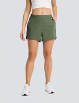 Baleaf Women's UPF 50+ Lightweight Elastic Waist Shorts Rifle Green Front