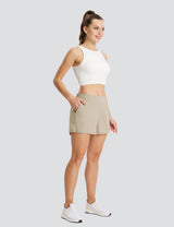 Baleaf Women's UPF 50+ Lightweight Elastic Waist Shorts Doeskin Full