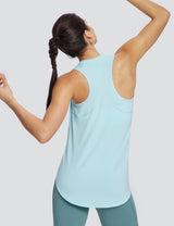 Baleaf Women's Scoop Neck Workout Tank Top Pastel Blue Back