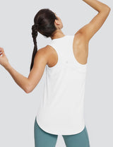 Baleaf Women's Scoop Neck Workout Tank Top Lucent White Back