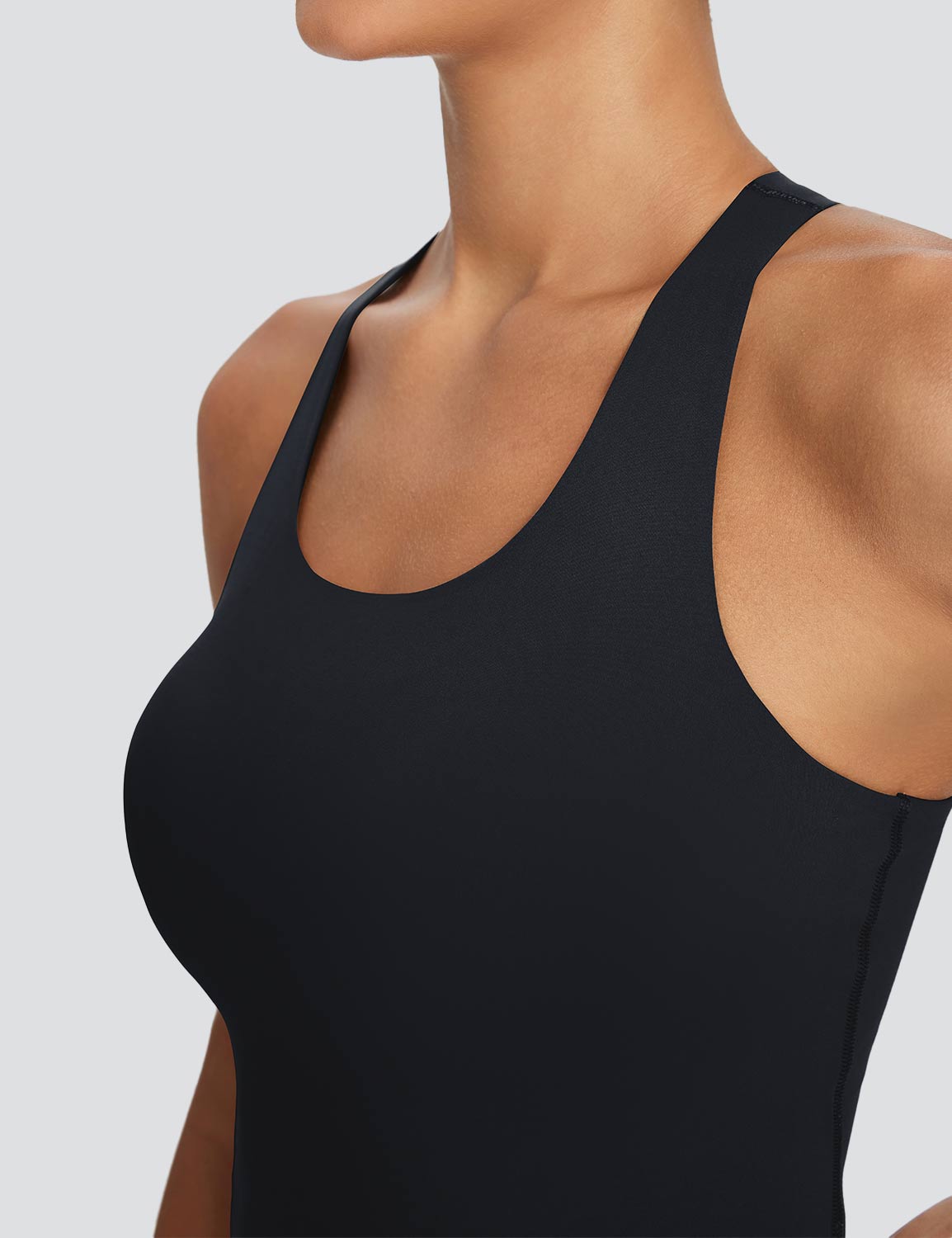 Baleaf Women's Low Impact Tank Top with Built in Bra Anthracite Details