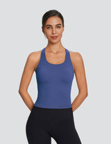 Baleaf Women's Low Impact Tank Top with Built in Bra Estate Blue Front