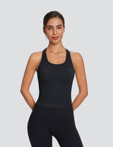 Baleaf Women's Low Impact Tank Top with Built in Bra Anthracite Front