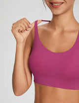 Berry Y-back low strength sports bra for yoga, with adjustable strap detail. #color_Cactus Flower