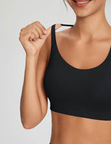 Black Y-back low strength bra for yoga and gym, part of Move-Freely Comfort Set. #color_Cactus Flower