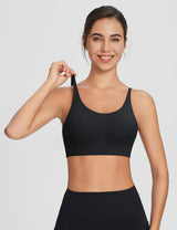 Black Y-back low strength sports bra for activewear and yoga. #color Weathered Teak