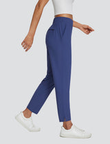 Baleaf Women's Stretchy Ankle-length High-rise Pants Estate Blue Side